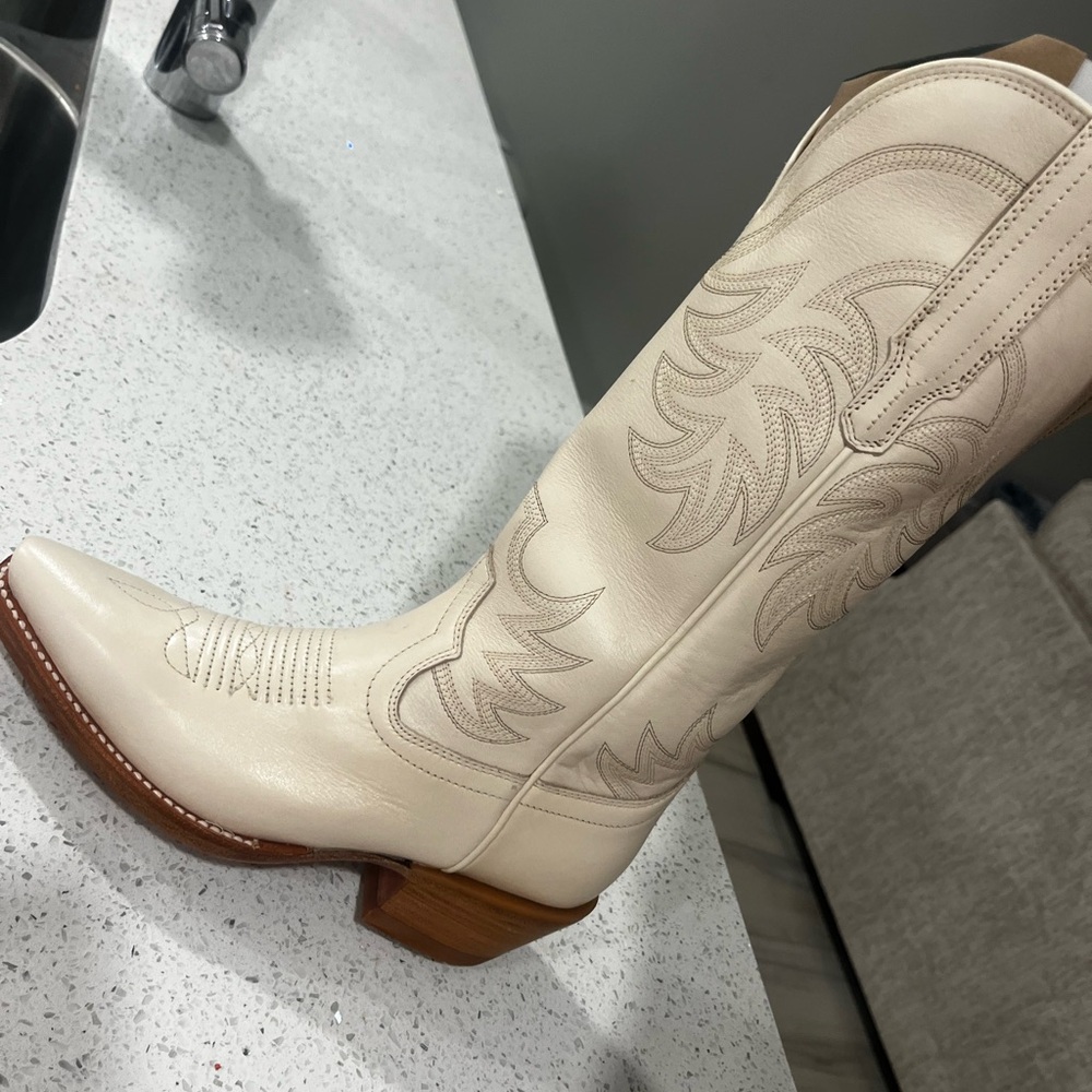 Tecovas Cream Heeled Western Boots